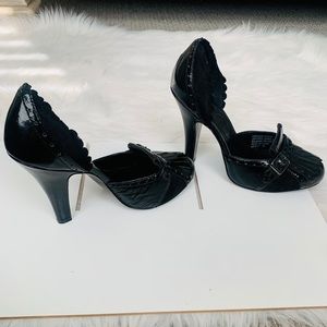 ASH Patent Leather & Suede D'Orsay Kiltie Heels 8